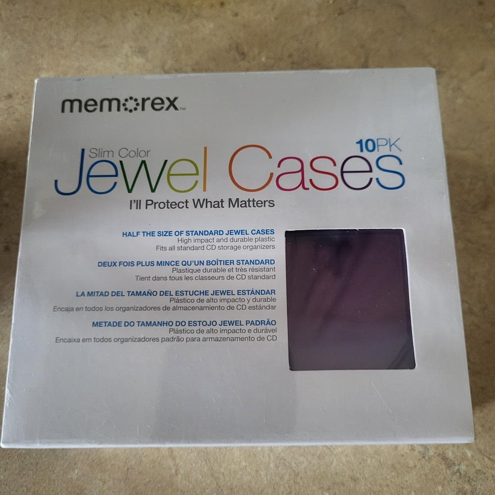 10-pack of Memorex Slim Color Jewel Cases
